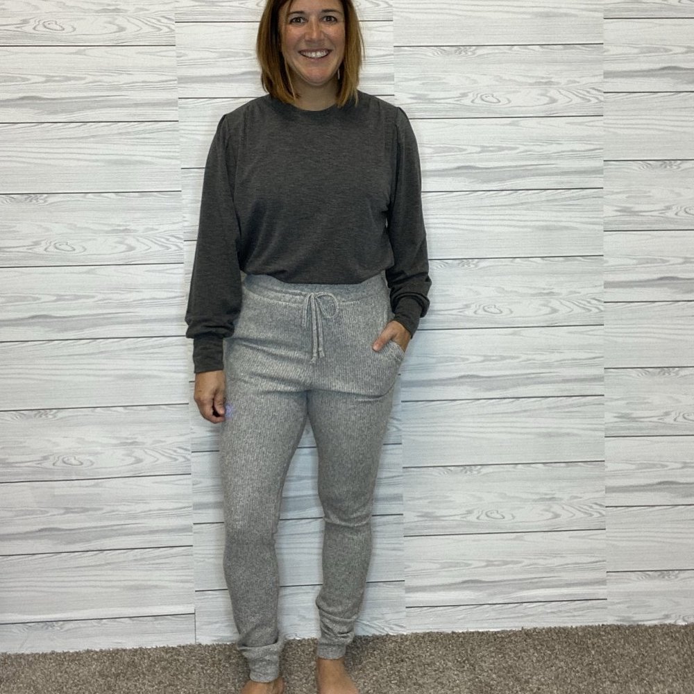Waffle Knit Joggers - Gray